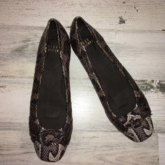Stuart Weitzman Ballerina Flats Womens 6 Snake Skin Animal Print Ballet Shoes - Picture 11 of 11